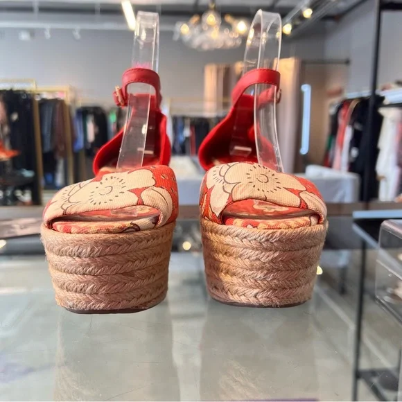 Tory Burch Sherri Floral Wedge Espadrille Platform Sandal - Picture 2 of 5